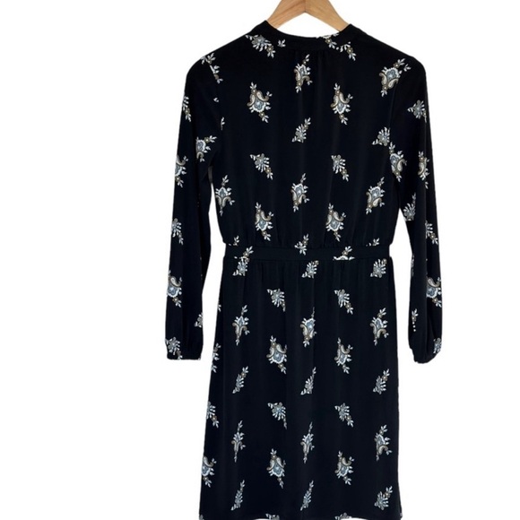 NWT Ann Taylor Loft Black Long Sleeve Dress with Pattern - Picture 2 of 6